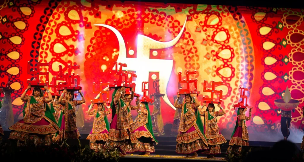 Traditional folk dance performance during cultural program at Tent City Rann Utsav in Dhordo, Kutch